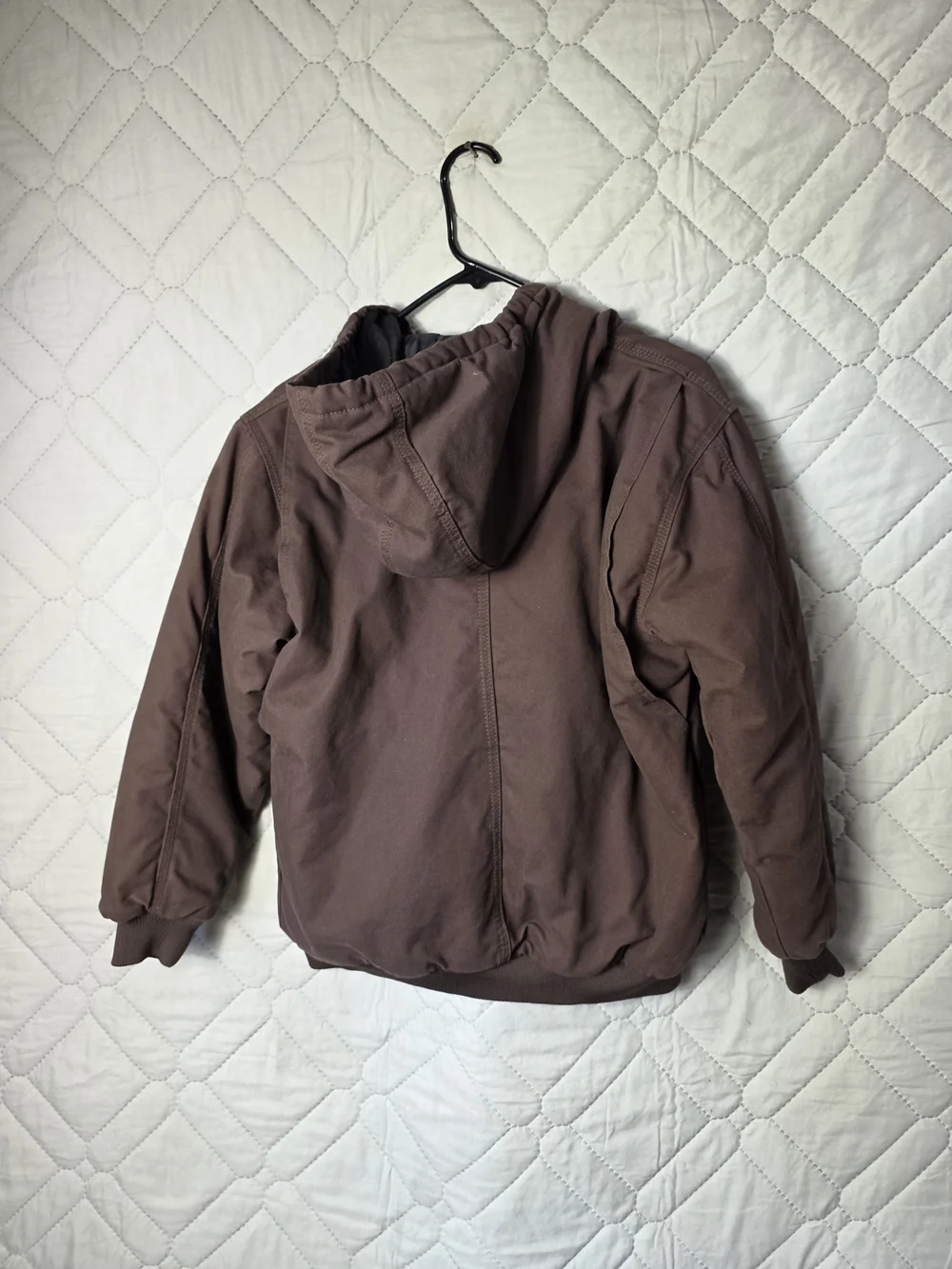 Carhartt Youth Quilt Lined Full Zip Hooded Jacket J130 Brown Plus Sz Large 14-16